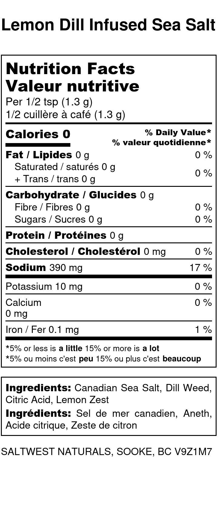 Case of 10 - Lemon Dill Infused Sea Salt 40g