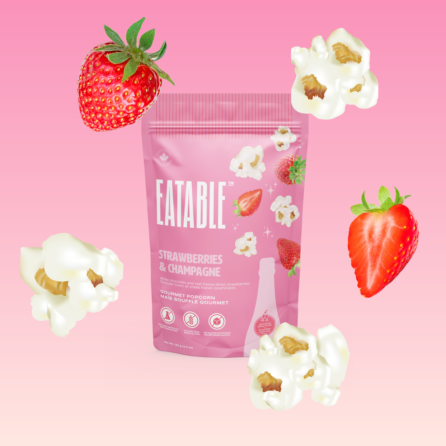 Strawberries & Champagne 🍓 Gourmet White Chocolate Popcorn