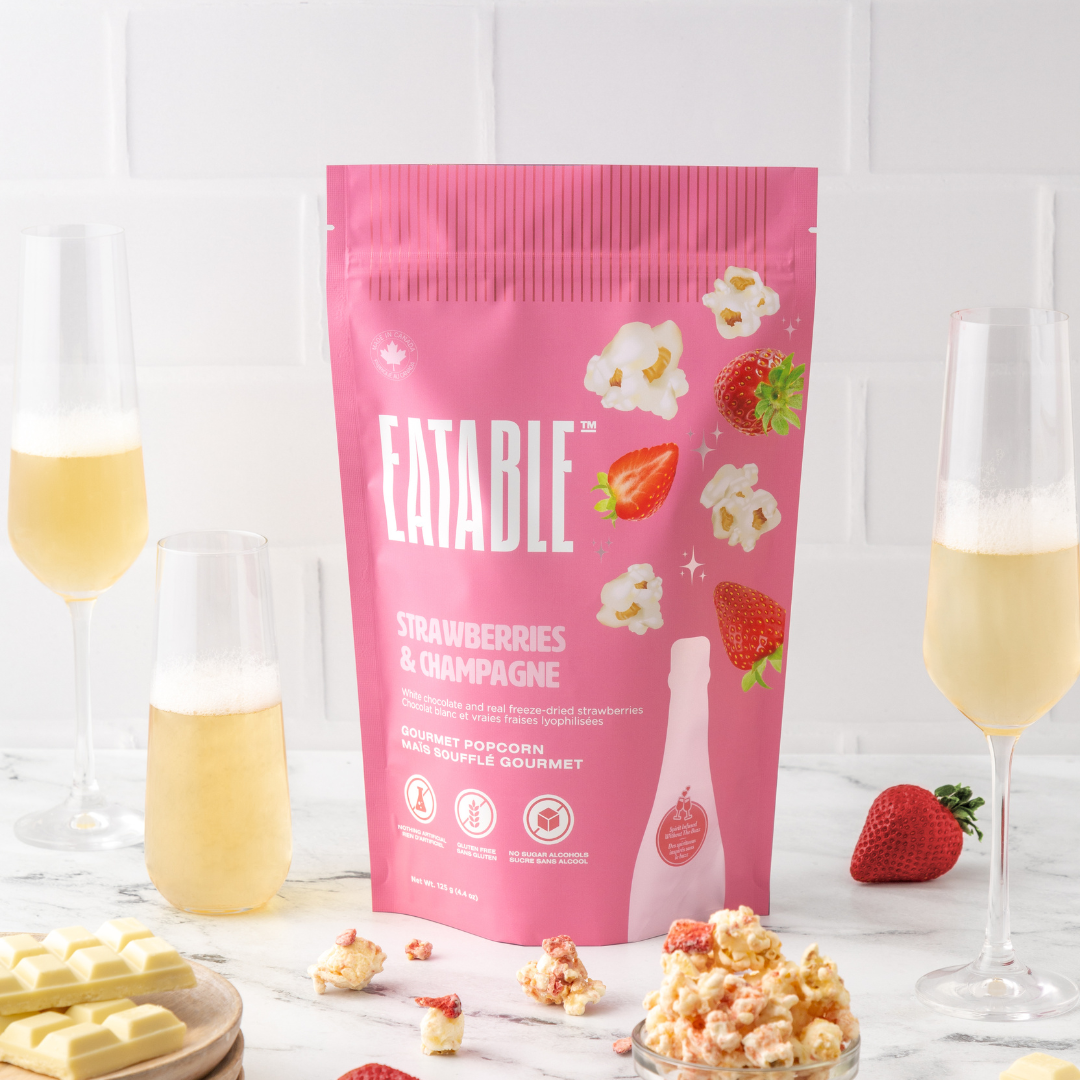 Strawberries & Champagne 🍓 Gourmet White Chocolate Popcorn