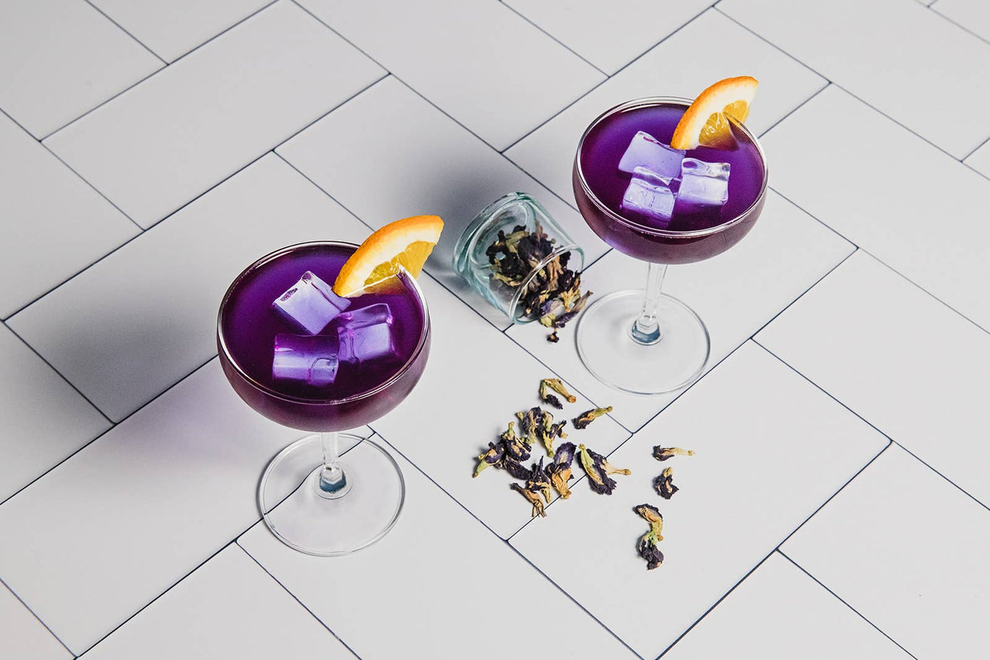 Fancy pants - orange, pine & butterfly pea flower